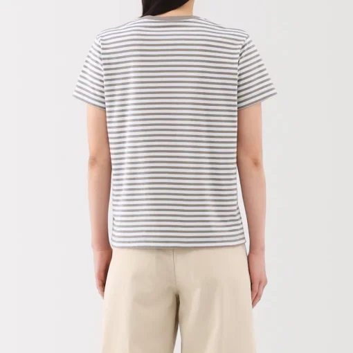 New Women's Jersey Crew Neck Short Sleeve Striped T-Shirt Women T-Shirts