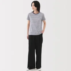 New Women's Jersey Crew Neck Short Sleeve Striped T-Shirt Women T-Shirts