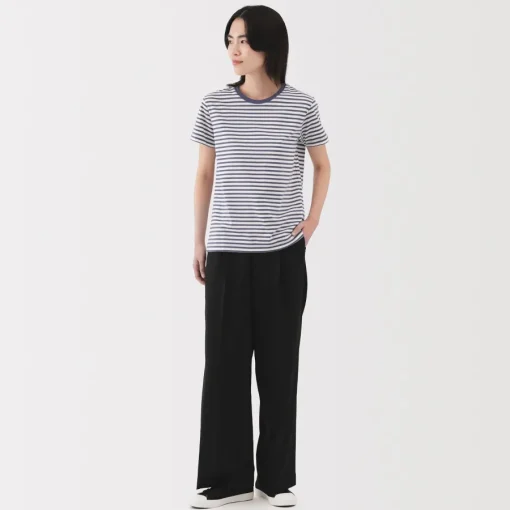 New Women's Jersey Crew Neck Short Sleeve Striped T-Shirt Women T-Shirts