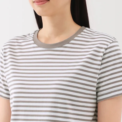 New Women's Jersey Crew Neck Short Sleeve Striped T-Shirt Women T-Shirts
