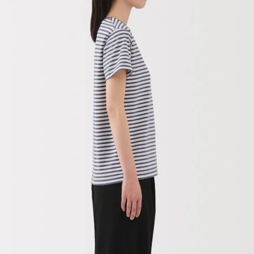 New Women's Jersey Crew Neck Short Sleeve Striped T-Shirt Women T-Shirts