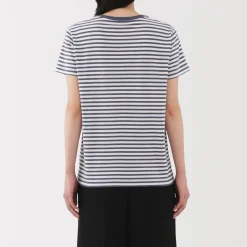 New Women's Jersey Crew Neck Short Sleeve Striped T-Shirt Women T-Shirts