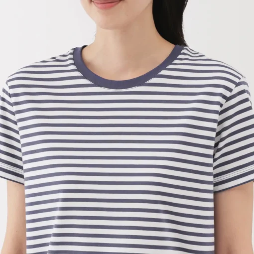 New Women's Jersey Crew Neck Short Sleeve Striped T-Shirt Women T-Shirts