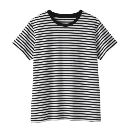 New Women's Jersey Crew Neck Short Sleeve Striped T-Shirt Women T-Shirts