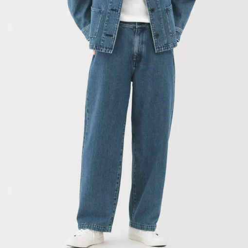 Clearance Women's Kapok Blend Denim Wide Tapered Pants Women Denim