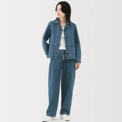 Clearance Women's Kapok Blend Denim Wide Tapered Pants Women Denim