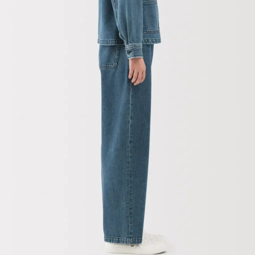 Clearance Women's Kapok Blend Denim Wide Tapered Pants Women Denim