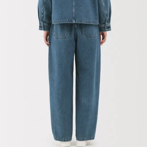 Clearance Women's Kapok Blend Denim Wide Tapered Pants Women Denim