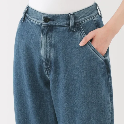 Clearance Women's Kapok Blend Denim Wide Tapered Pants Women Denim