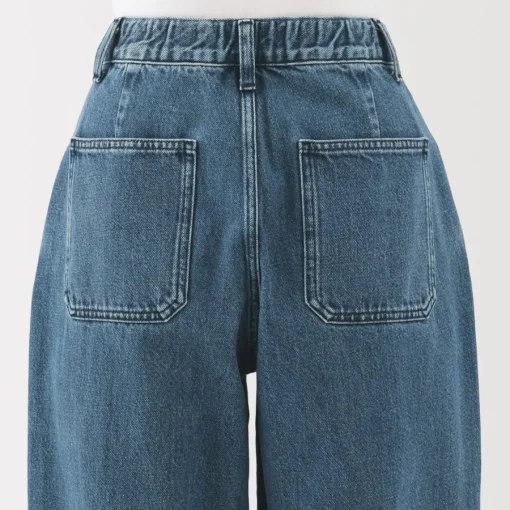 Clearance Women's Kapok Blend Denim Wide Tapered Pants Women Denim