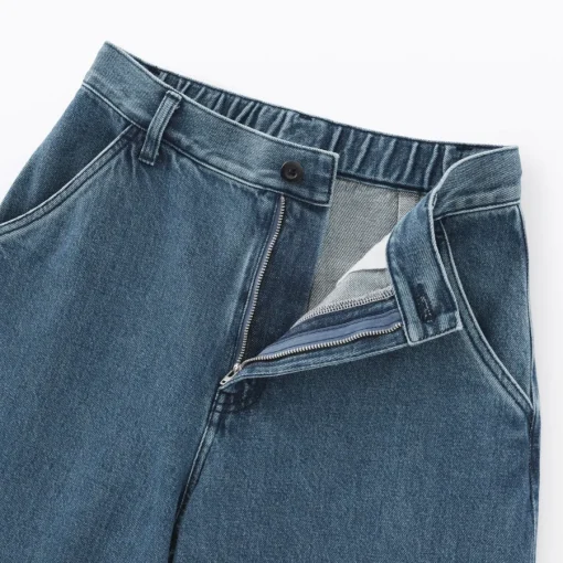 Clearance Women's Kapok Blend Denim Wide Tapered Pants Women Denim