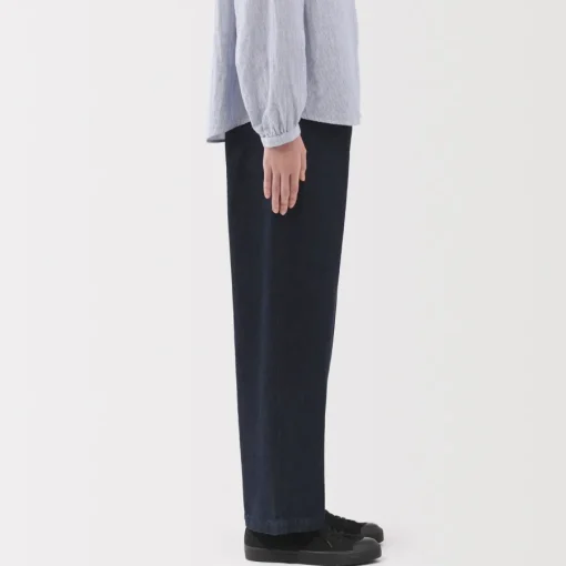 Clearance Women's Kapok Blend Denim Wide Tapered Pants Women Denim