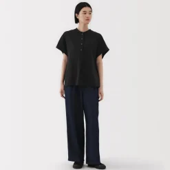Best Women's Kapok Blend Double Gauze Short Sleeve Blouse Women Tops & Shirts