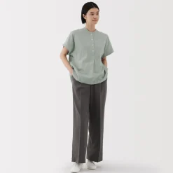 Best Women's Kapok Blend Double Gauze Short Sleeve Blouse Women Tops & Shirts