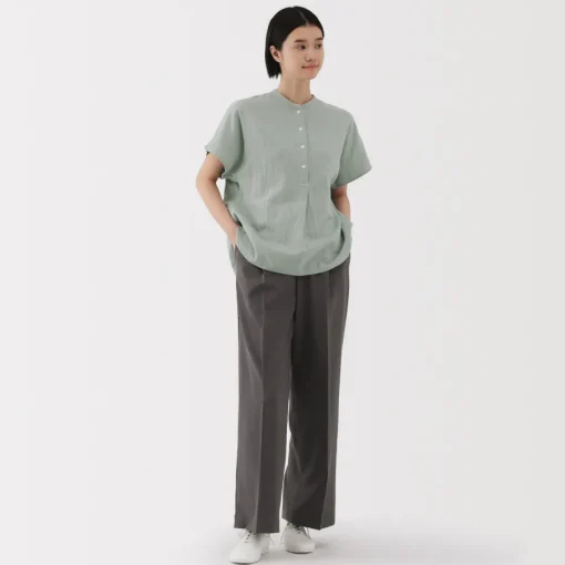 Best Women's Kapok Blend Double Gauze Short Sleeve Blouse Women Tops & Shirts