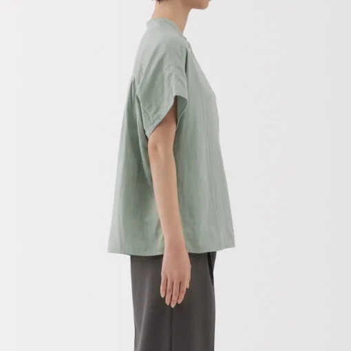 Best Women's Kapok Blend Double Gauze Short Sleeve Blouse Women Tops & Shirts