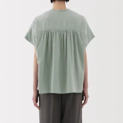 Best Women's Kapok Blend Double Gauze Short Sleeve Blouse Women Tops & Shirts