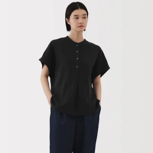 Best Women's Kapok Blend Double Gauze Short Sleeve Blouse Women Tops & Shirts
