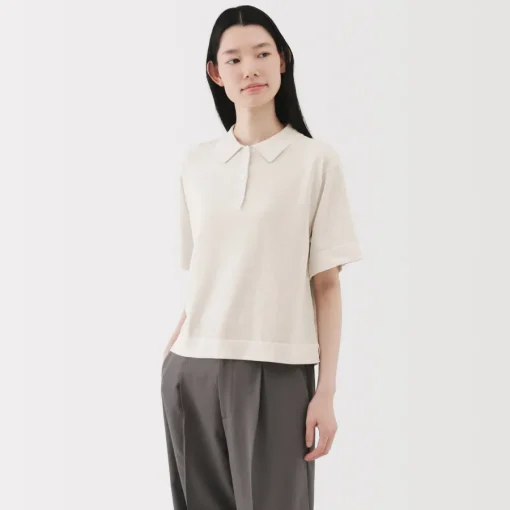 Discount Women's Light Knit Short Sleeve Polo Jumper Women Tops & Shirts