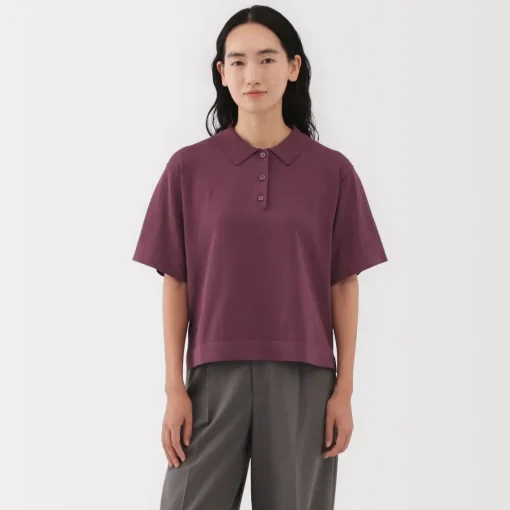 Discount Women's Light Knit Short Sleeve Polo Jumper Women Tops & Shirts