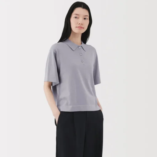 Discount Women's Light Knit Short Sleeve Polo Jumper Women Tops & Shirts