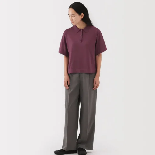 Discount Women's Light Knit Short Sleeve Polo Jumper Women Tops & Shirts