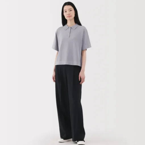 Discount Women's Light Knit Short Sleeve Polo Jumper Women Tops & Shirts