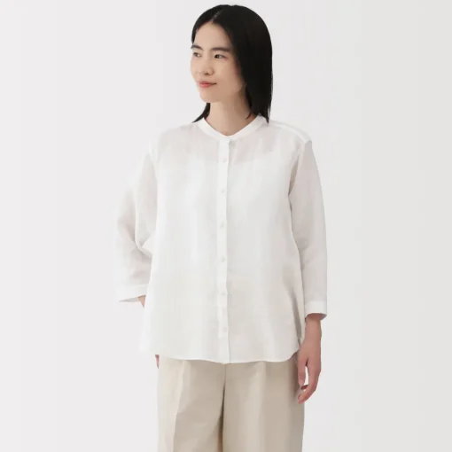 Discount Women's Linen 3/4 Sleeve Blouse Women Tops & Shirts