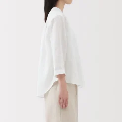 Discount Women's Linen 3/4 Sleeve Blouse Women Tops & Shirts