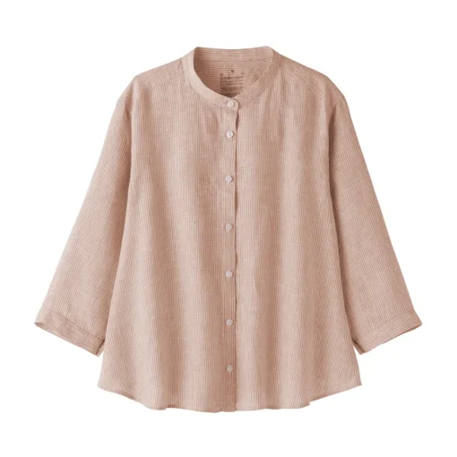 Fashion Women's Linen 3/4 Sleeve Striped Blouse Women Tops & Shirts