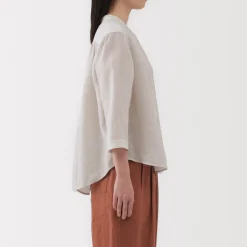 Fashion Women's Linen 3/4 Sleeve Striped Blouse Women Tops & Shirts