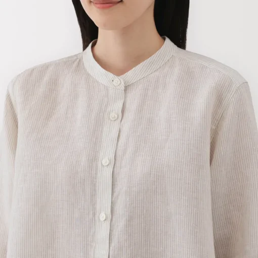 Fashion Women's Linen 3/4 Sleeve Striped Blouse Women Tops & Shirts