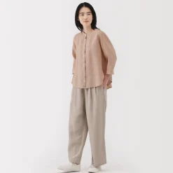 Fashion Women's Linen 3/4 Sleeve Striped Blouse Women Tops & Shirts