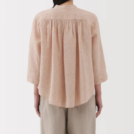 Fashion Women's Linen 3/4 Sleeve Striped Blouse Women Tops & Shirts