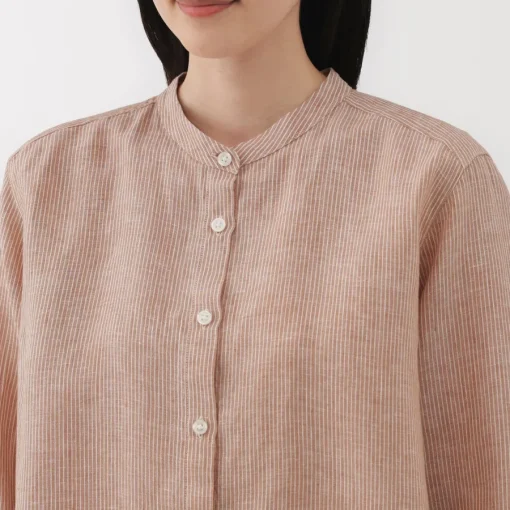 Fashion Women's Linen 3/4 Sleeve Striped Blouse Women Tops & Shirts