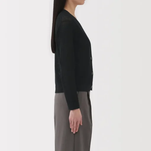 New Women's Linen Blend Mesh Cardigan Women Sweaters & Cardigans
