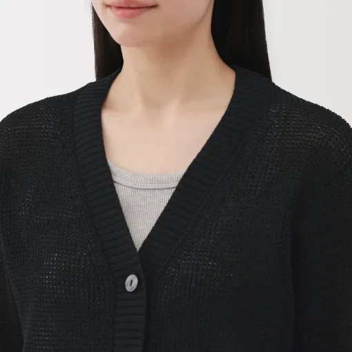 New Women's Linen Blend Mesh Cardigan Women Sweaters & Cardigans