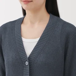 New Women's Linen Blend Mesh Cardigan Women Sweaters & Cardigans
