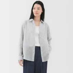 Fashion Women's Linen Striped Shirt Women Tops & Shirts