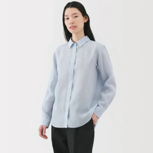 Fashion Women's Linen Striped Shirt Women Tops & Shirts