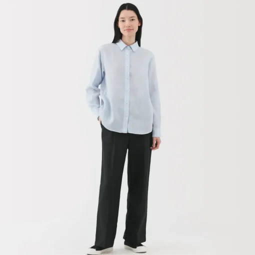 Fashion Women's Linen Striped Shirt Women Tops & Shirts