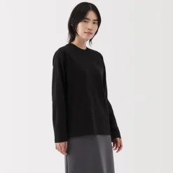 Discount Women's 2-Ply Jersey Crew Neck Long Sleeve T-Shirt Women T-Shirts