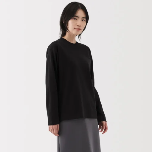Discount Women's 2-Ply Jersey Crew Neck Long Sleeve T-Shirt Women T-Shirts