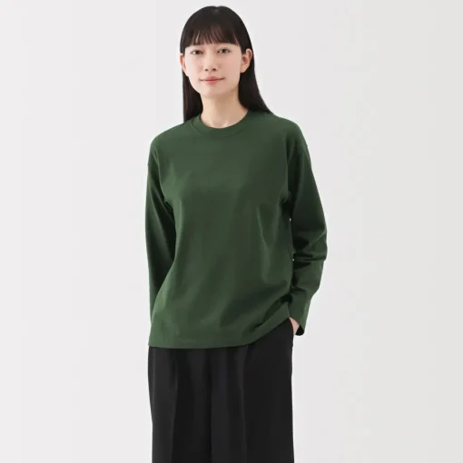 Discount Women's 2-Ply Jersey Crew Neck Long Sleeve T-Shirt Women T-Shirts