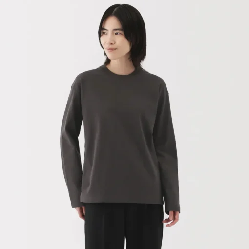 Discount Women's 2-Ply Jersey Crew Neck Long Sleeve T-Shirt Women T-Shirts