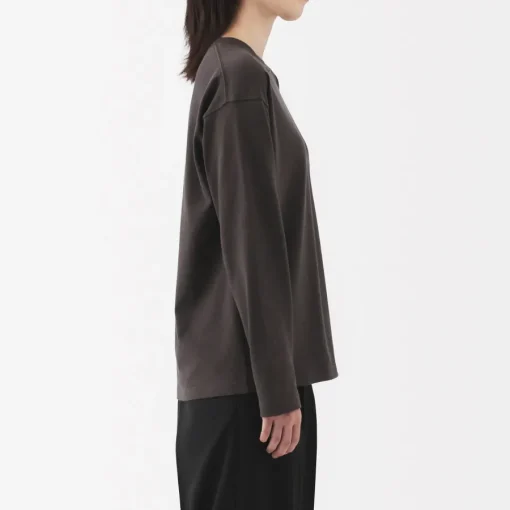 Discount Women's 2-Ply Jersey Crew Neck Long Sleeve T-Shirt Women T-Shirts