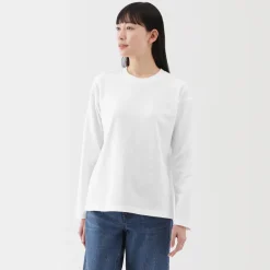 Discount Women's 2-Ply Jersey Crew Neck Long Sleeve T-Shirt Women T-Shirts