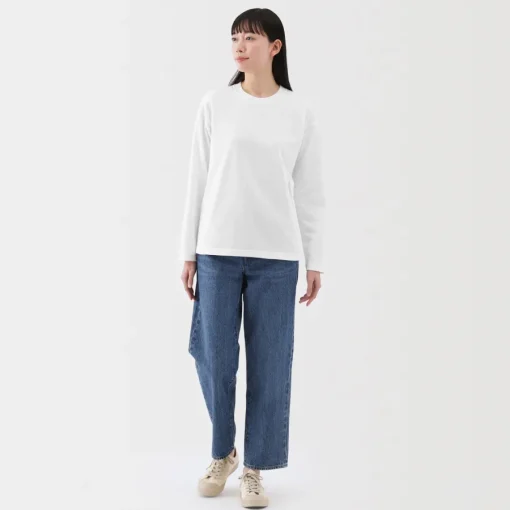 Discount Women's 2-Ply Jersey Crew Neck Long Sleeve T-Shirt Women T-Shirts