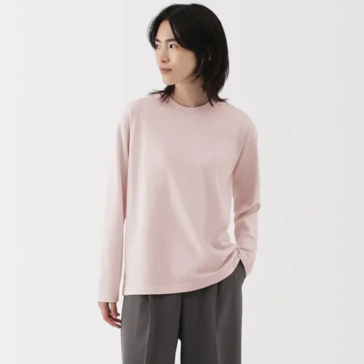 Discount Women's 2-Ply Jersey Crew Neck Long Sleeve T-Shirt Women T-Shirts