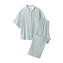 Fashion Women's Side Seamless Crepe Gauze Short Sleeve Pajamas Pajamas & Loungewear|Loungewear